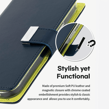 iPhone 15 Plus High-Quality Flip Wallet Case Cover - Shock-Resistant with Front Cover, Multiple Card Slots, Magnetic Closure and Media Stand Convertible - Black